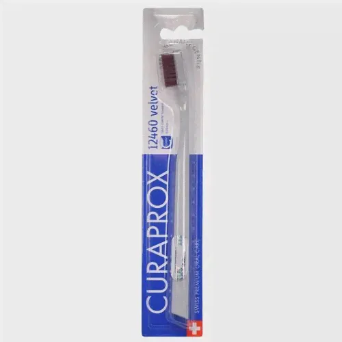 Зубная щетка Curaprox 12460 velvet, серый, диаметр щетинок 0.08 мм