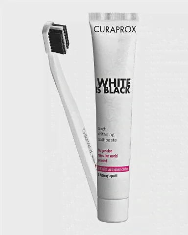 Набор зубная щётка + паста Curaprox White is Black